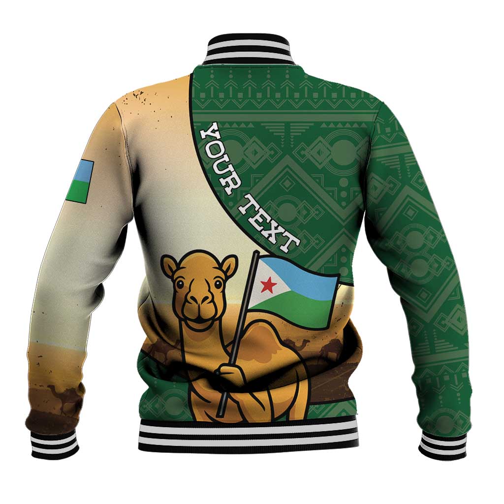 Personalized African Djibouti Baseball Jacket Camel Holding Jabuuti Flag - African Pride