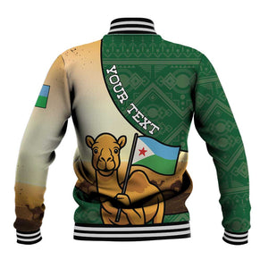 Personalized African Djibouti Baseball Jacket Camel Holding Jabuuti Flag - African Pride