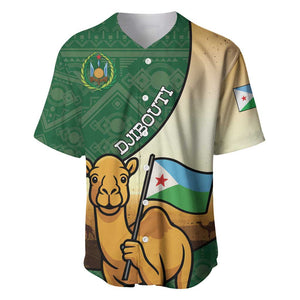 Personalized African Djibouti Baseball Jersey Camel Holding Jabuuti Flag - African Pride