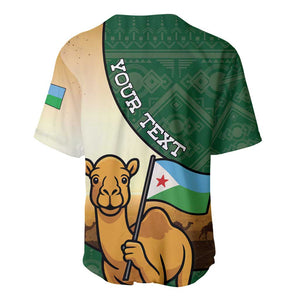 Personalized African Djibouti Baseball Jersey Camel Holding Jabuuti Flag - African Pride
