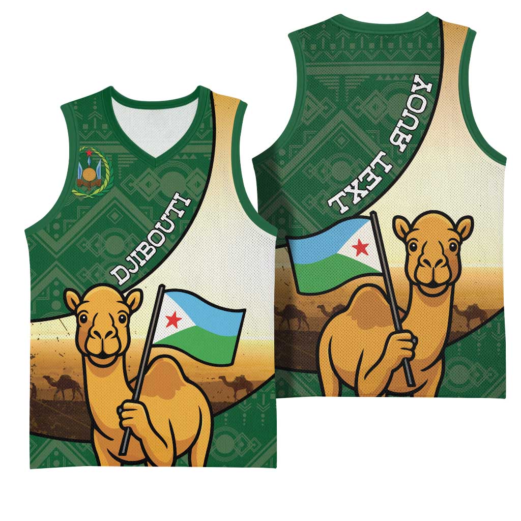 Personalized African Djibouti Basketball Jersey Camel Holding Jabuuti Flag - African Pride