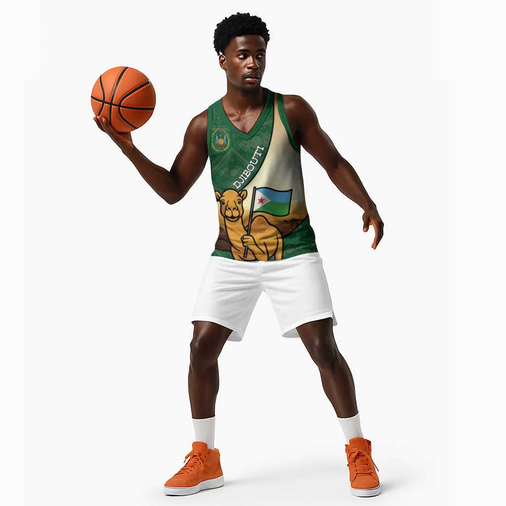 Personalized African Djibouti Basketball Jersey Camel Holding Jabuuti Flag - African Pride
