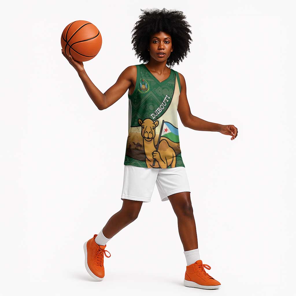 Personalized African Djibouti Basketball Jersey Camel Holding Jabuuti Flag - African Pride