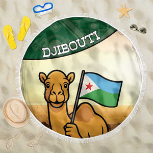 African Djibouti Beach Blanket Camel Holding Jabuuti Flag - African Pride