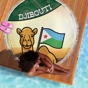 African Djibouti Beach Blanket Camel Holding Jabuuti Flag - African Pride