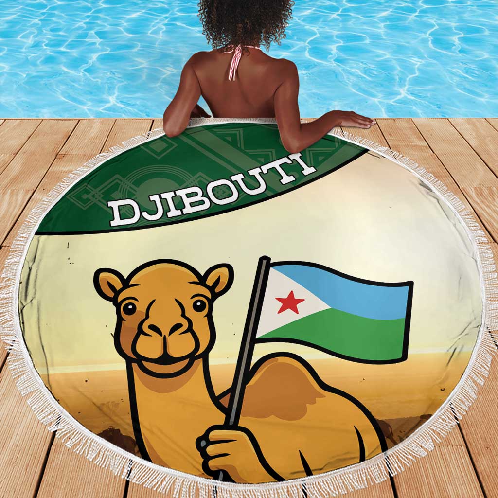 African Djibouti Beach Blanket Camel Holding Jabuuti Flag - African Pride