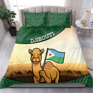 African Djibouti Bedding Set Camel Holding Jabuuti Flag - African Pride