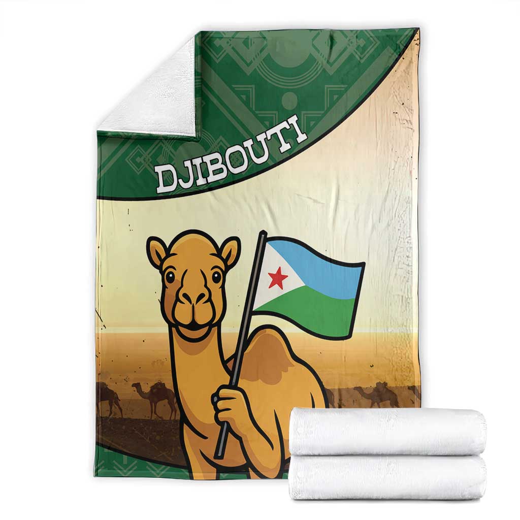 African Djibouti Blanket Camel Holding Jabuuti Flag - African Pride