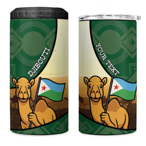 Personalized African Djibouti 4 in 1 Can Cooler Tumbler Camel Holding Jabuuti Flag - African Pride