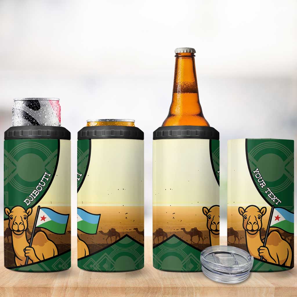 Personalized African Djibouti 4 in 1 Can Cooler Tumbler Camel Holding Jabuuti Flag - African Pride