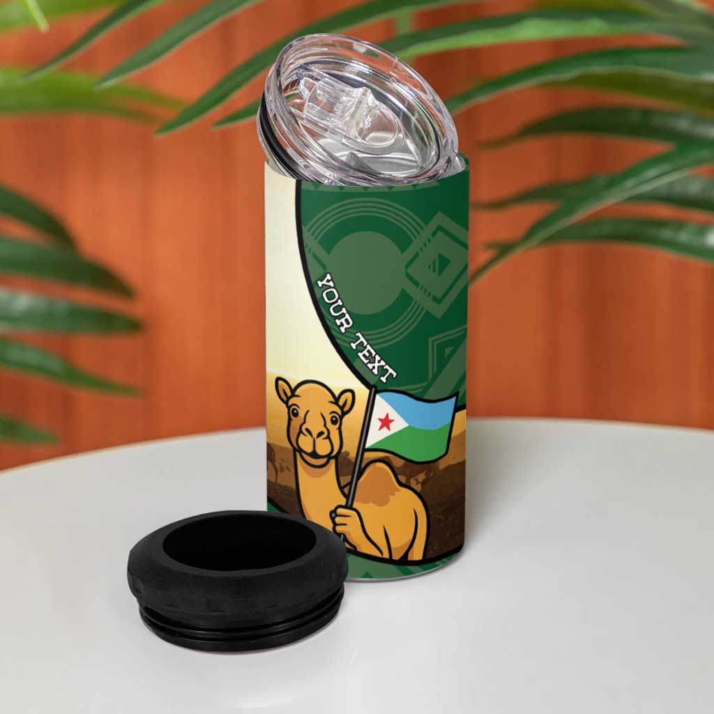 Personalized African Djibouti 4 in 1 Can Cooler Tumbler Camel Holding Jabuuti Flag - African Pride