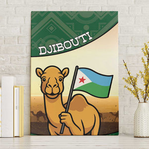 African Djibouti Canvas Wall Art Camel Holding Jabuuti Flag - African Pride