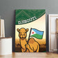 African Djibouti Canvas Wall Art Camel Holding Jabuuti Flag - African Pride