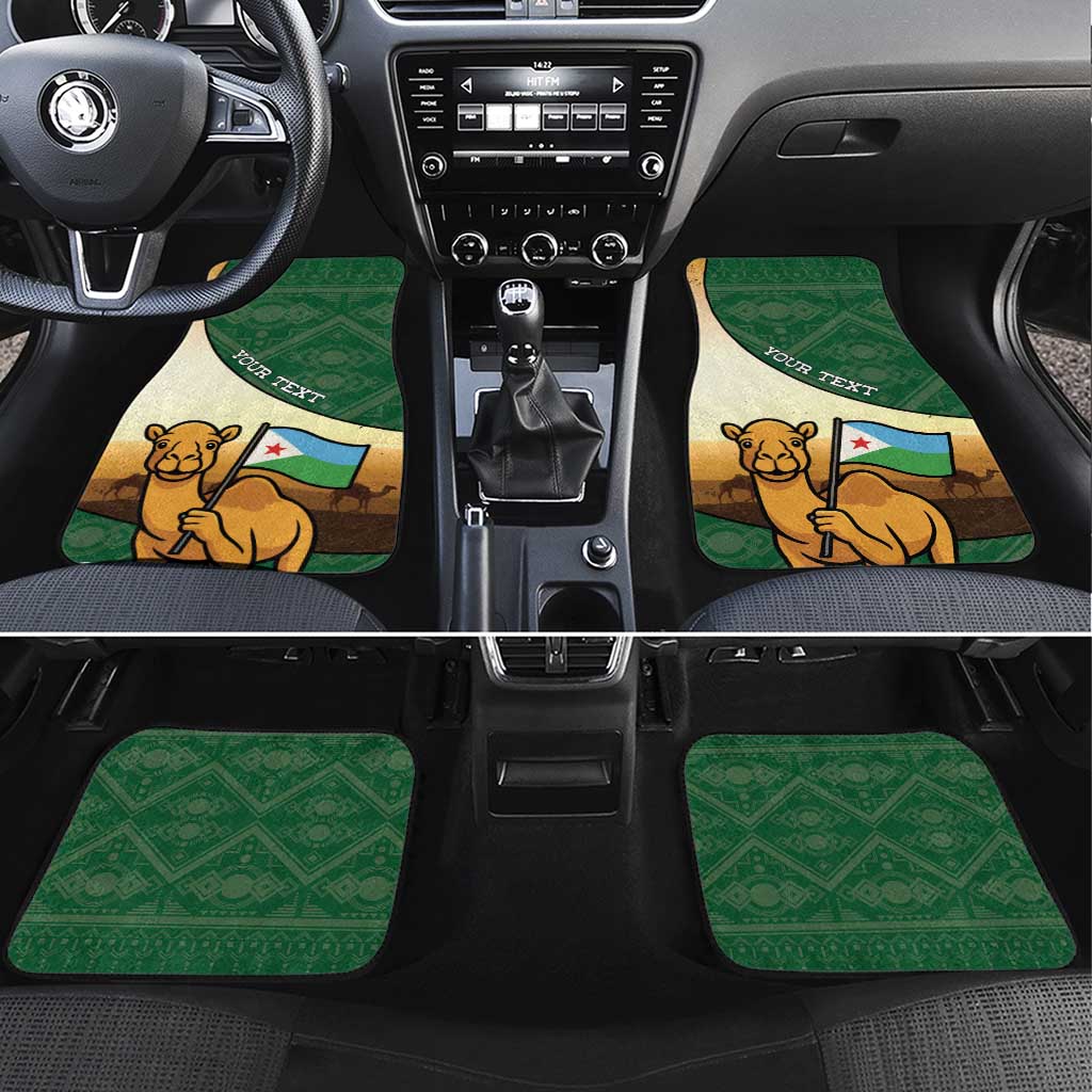 African Djibouti Car Mats Camel Holding Jabuuti Flag - African Pride