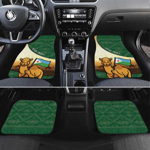 African Djibouti Car Mats Camel Holding Jabuuti Flag - African Pride