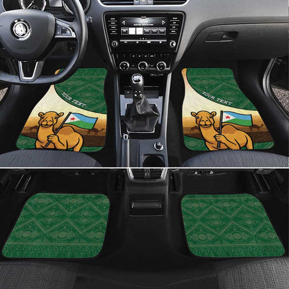 African Djibouti Car Mats Camel Holding Jabuuti Flag - African Pride