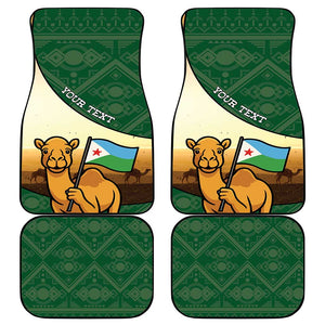 African Djibouti Car Mats Camel Holding Jabuuti Flag - African Pride