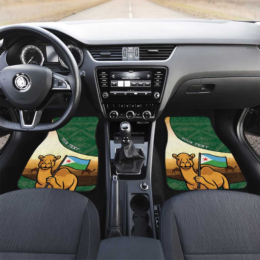 African Djibouti Car Mats Camel Holding Jabuuti Flag - African Pride