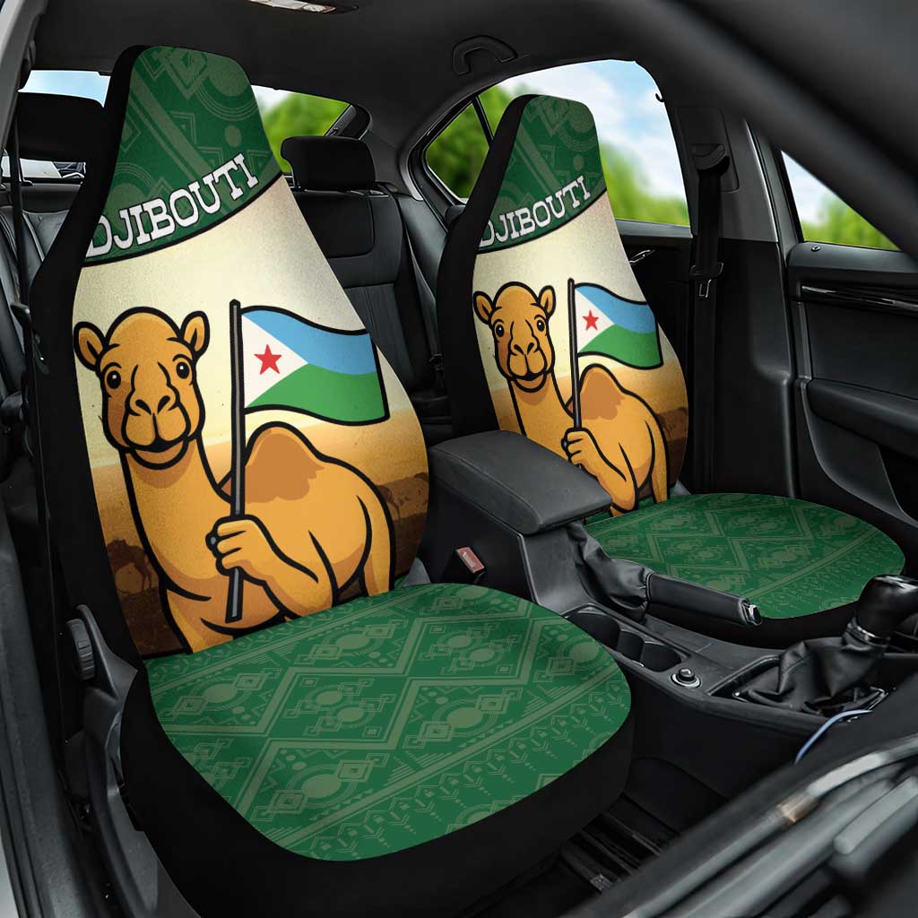 African Djibouti Car Seat Cover Camel Holding Jabuuti Flag - African Pride