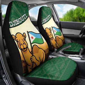 African Djibouti Car Seat Cover Camel Holding Jabuuti Flag - African Pride