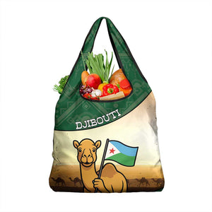 African Djibouti Grocery Bag Camel Holding Jabuuti Flag - African Pride
