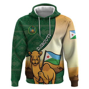 Personalized African Djibouti Hoodie Camel Holding Jabuuti Flag - African Pride