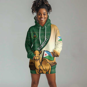 Personalized African Djibouti Hoodie Dress Camel Holding Jabuuti Flag - African Pride