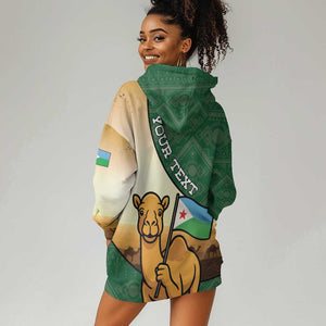 Personalized African Djibouti Hoodie Dress Camel Holding Jabuuti Flag - African Pride