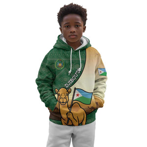 Personalized African Djibouti Kid Hoodie Camel Holding Jabuuti Flag - African Pride