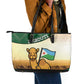African Djibouti Leather Tote Bag Camel Holding Jabuuti Flag - African Pride