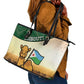 African Djibouti Leather Tote Bag Camel Holding Jabuuti Flag - African Pride