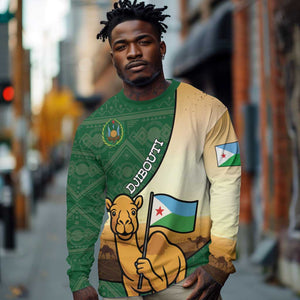 Personalized African Djibouti Long Sleeve Shirt Camel Holding Jabuuti Flag - African Pride