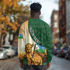 Personalized African Djibouti Long Sleeve Shirt Camel Holding Jabuuti Flag - African Pride