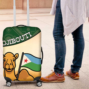 African Djibouti Luggage Cover Camel Holding Jabuuti Flag - African Pride