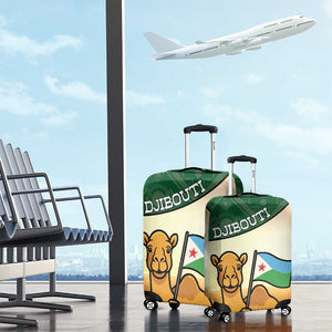 African Djibouti Luggage Cover Camel Holding Jabuuti Flag - African Pride