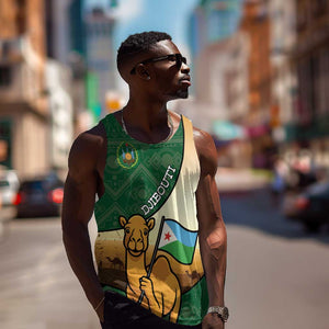 Personalized African Djibouti Men Tank Top Camel Holding Jabuuti Flag - African Pride