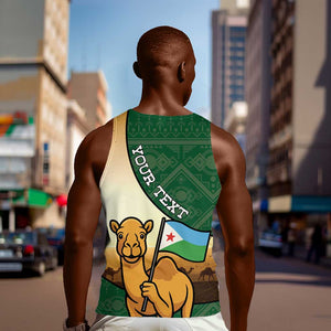 Personalized African Djibouti Men Tank Top Camel Holding Jabuuti Flag - African Pride