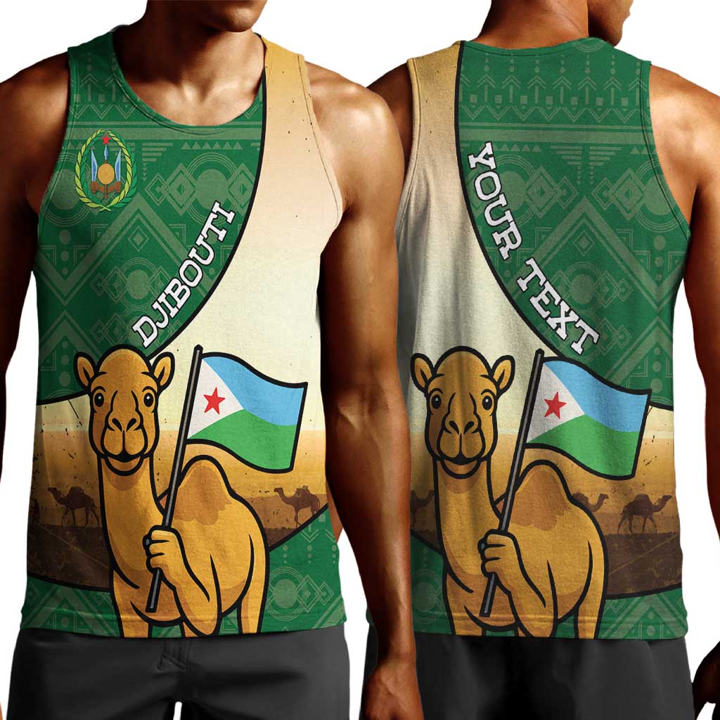 Personalized African Djibouti Men Tank Top Camel Holding Jabuuti Flag - African Pride