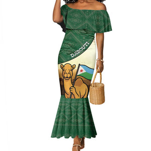 Personalized African Djibouti Mermaid Dress Camel Holding Jabuuti Flag - African Pride