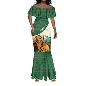 Personalized African Djibouti Mermaid Dress Camel Holding Jabuuti Flag - African Pride