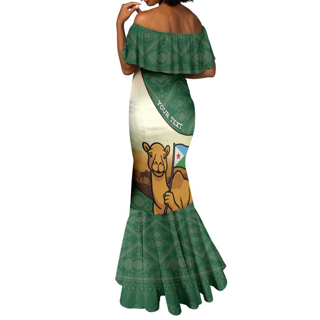 Personalized African Djibouti Mermaid Dress Camel Holding Jabuuti Flag - African Pride