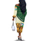 Personalized African Djibouti Off The Shoulder Long Sleeve Dress Camel Holding Jabuuti Flag - African Pride