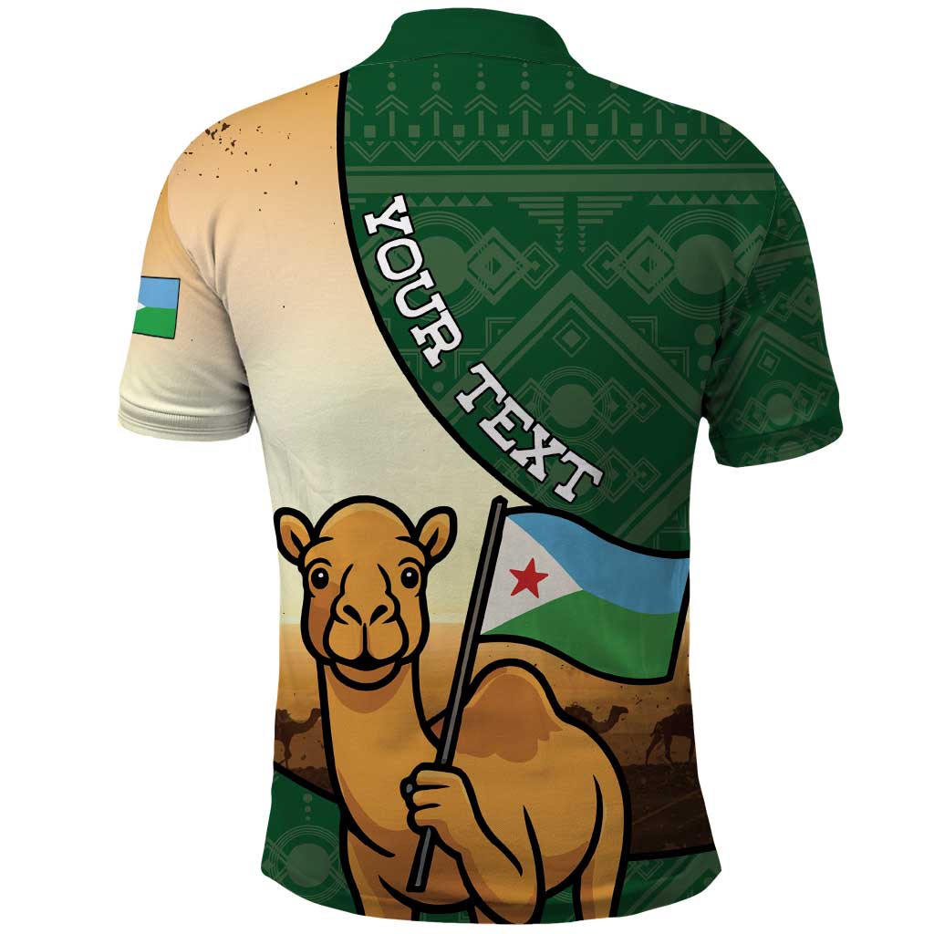 Personalized African Djibouti Polo Shirt Camel Holding Jabuuti Flag - African Pride
