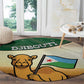 African Djibouti Round Carpet Camel Holding Jabuuti Flag - African Pride