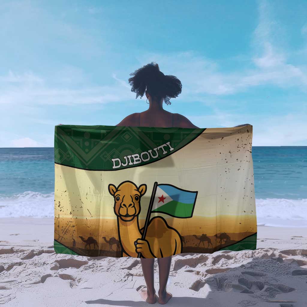 African Djibouti Sarong Camel Holding Jabuuti Flag - African Pride