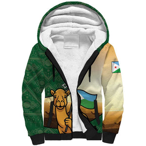 Personalized African Djibouti Sherpa Hoodie Camel Holding Jabuuti Flag - African Pride