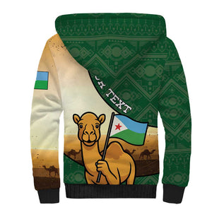 Personalized African Djibouti Sherpa Hoodie Camel Holding Jabuuti Flag - African Pride