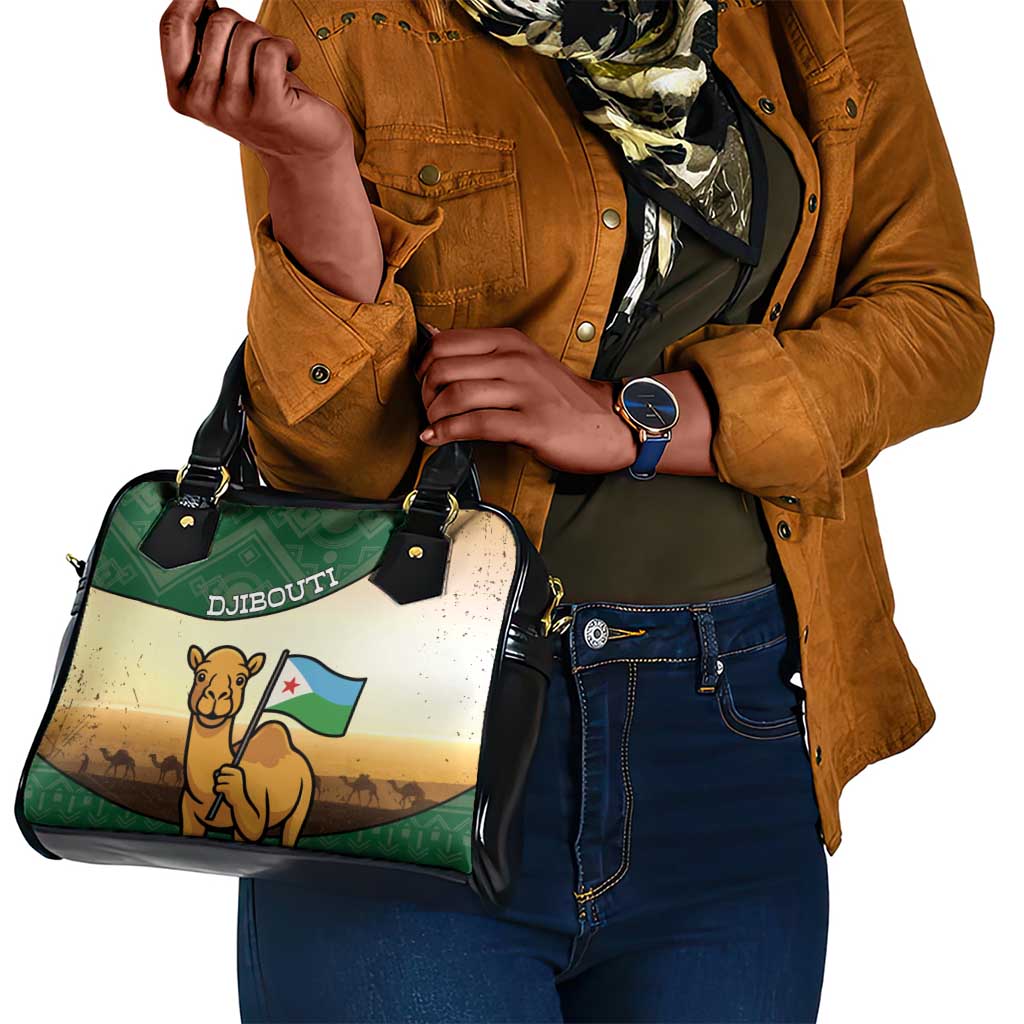 African Djibouti Shoulder Handbag Camel Holding Jabuuti Flag - African Pride