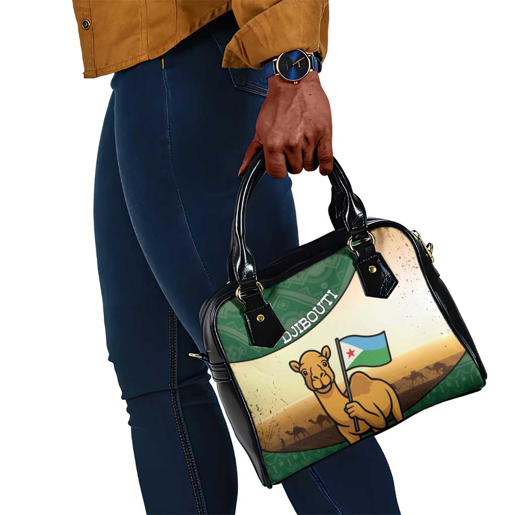 African Djibouti Shoulder Handbag Camel Holding Jabuuti Flag - African Pride