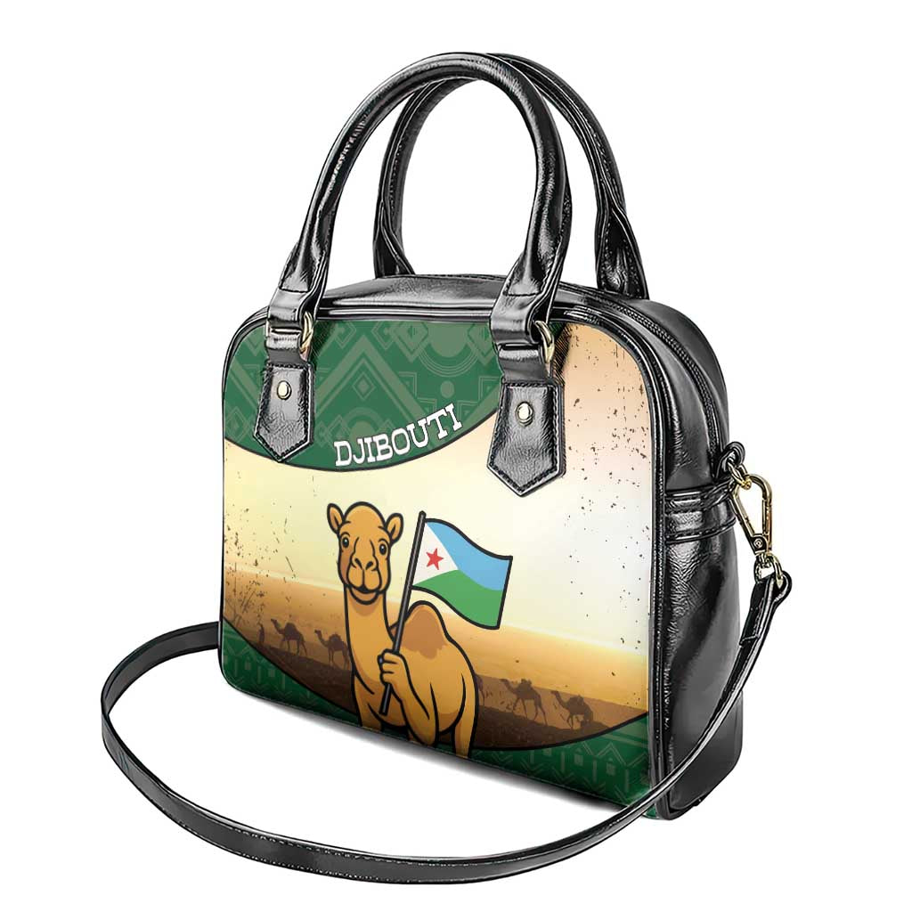 African Djibouti Shoulder Handbag Camel Holding Jabuuti Flag - African Pride